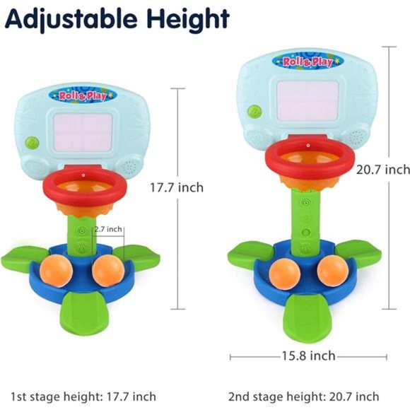 Basketball Hoop for Kids, 2 in 1 Adjustable Sports Toy Set with Light and Music - Picture 3 of 7